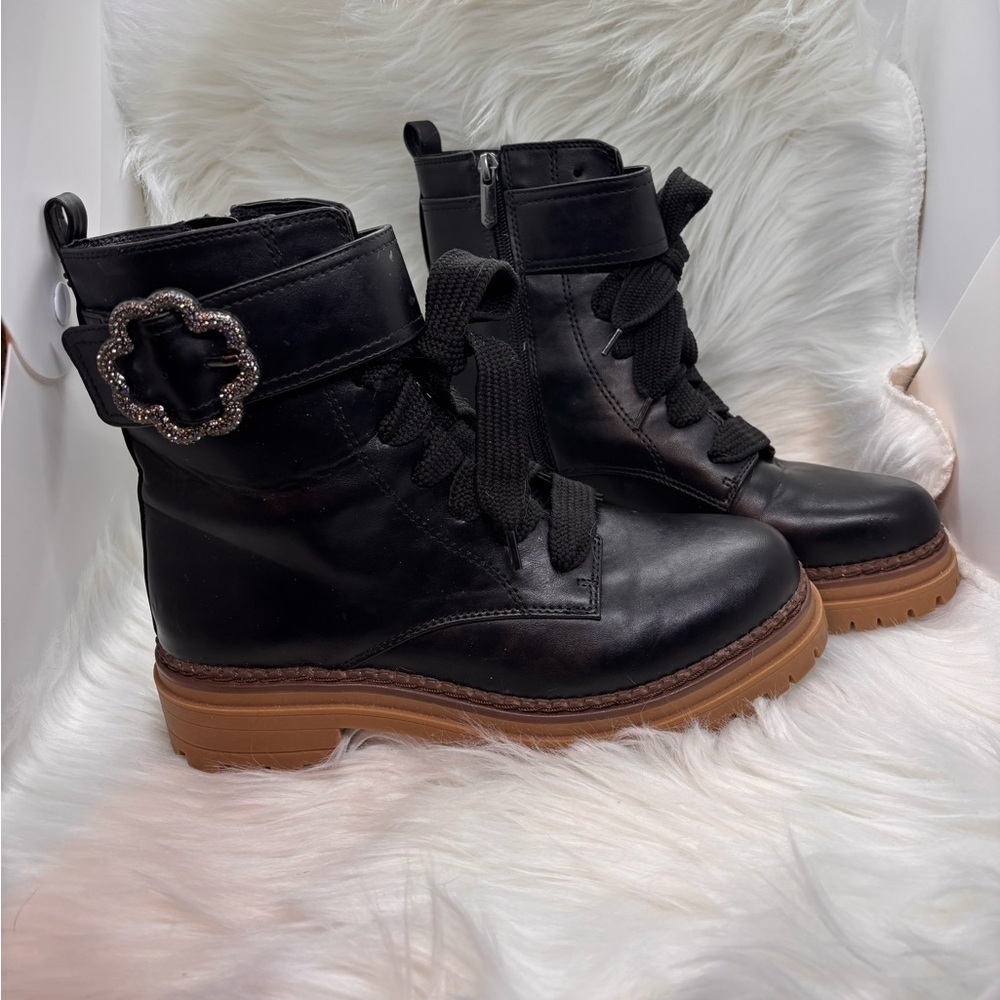 Black Ankle Boots with Decorative Buckle